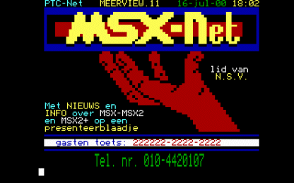Inlogpagina van MSX-Net vieuwdata minihost